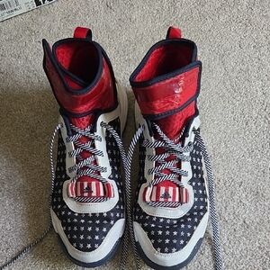 Adidas Men's High-Top Sneakers in Blue, Red & White